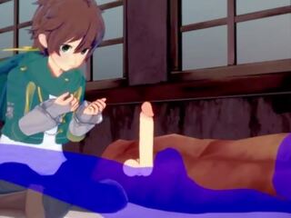 Konosuba yaoi - kazuma avsugning med sperma i hans mun - japanska asiatiskapojke mangaen animen spel kön filma bög