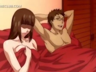 3d anime kjæreste blir fitte knullet opp skjørtet i seng